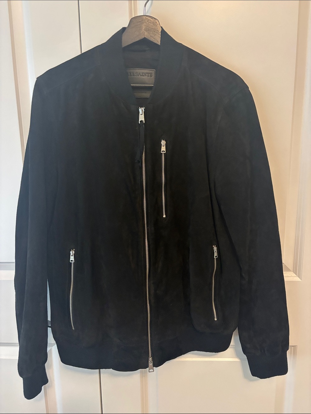 All Saints Men’s Kemble Suede Bomber Jacket Medium